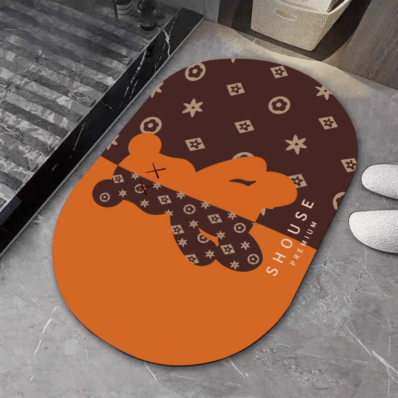 Thảm Lau Chân Silicon Siêu Thấm Chống Trơn Trượt An Toàn Cho Gia Đình Logo Họa Tiết Ngẫu Nhiên