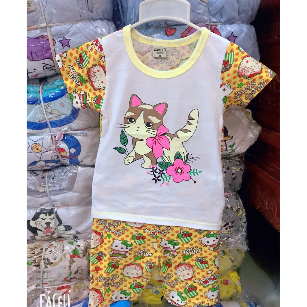 (Sỉ) (Xả kho) Set 6 bộ quần áo trẻ em 8-18kg - Hàng thun cotton 4 chiều cộc tay