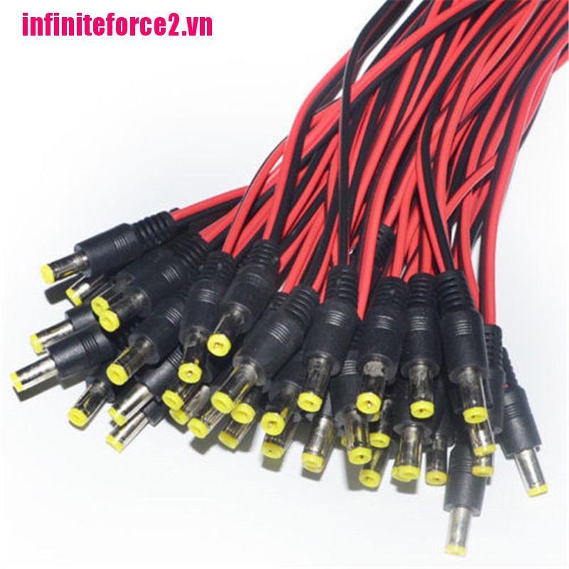 Set 10 Dây Cáp Kết Nối Nguồn Dc Đầu Đực + Đầu Cái 5.5x2.1mm