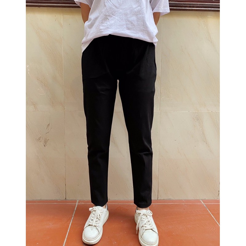 quần baggy chun basic kaki, cạp nhê