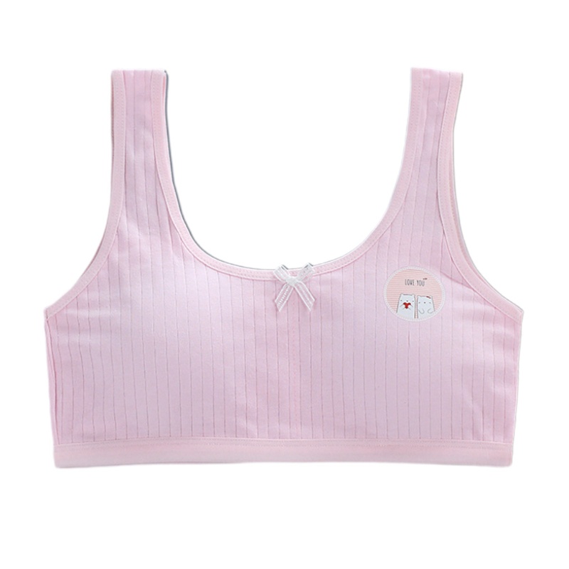 Brroa Áo lót vải cotton Không Dây In Họa Tiết Gấu Hoạt Hình Có Gân Đệm Mút Dành Cho Tuổi Teen / Bé Gái