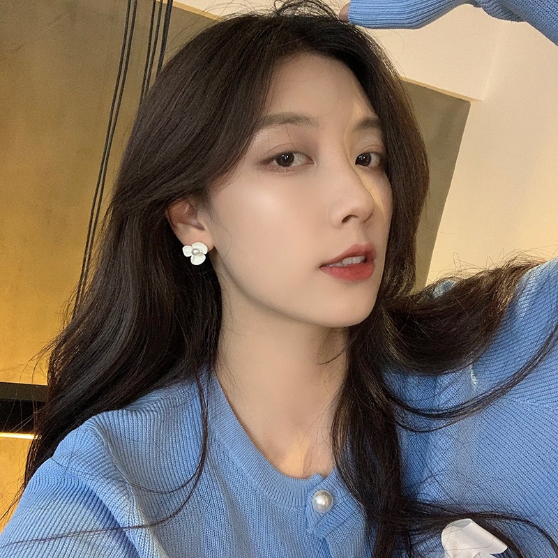 Khuyên tai kẹp không bấm lỗ chốt cố định K224 bằng hợp kim phủ màu hình bông hoa dáng ngắn Leous Accessories