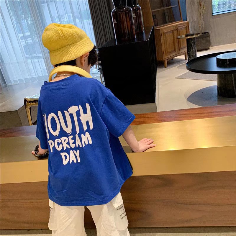 Áo thun BXPB 100% cotton nguyên chất tay ngắn dáng rộng thời trang mùa hè cho bé trai và gái 4-15 tuổi