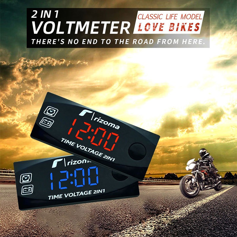 1 Vôn Kế Điện Tử Đa Năng Hiển Thị LED Chống Nước IP67 2 Trong 1 Cho Xe Hơi / Xe Máy / Tàu Thuyền