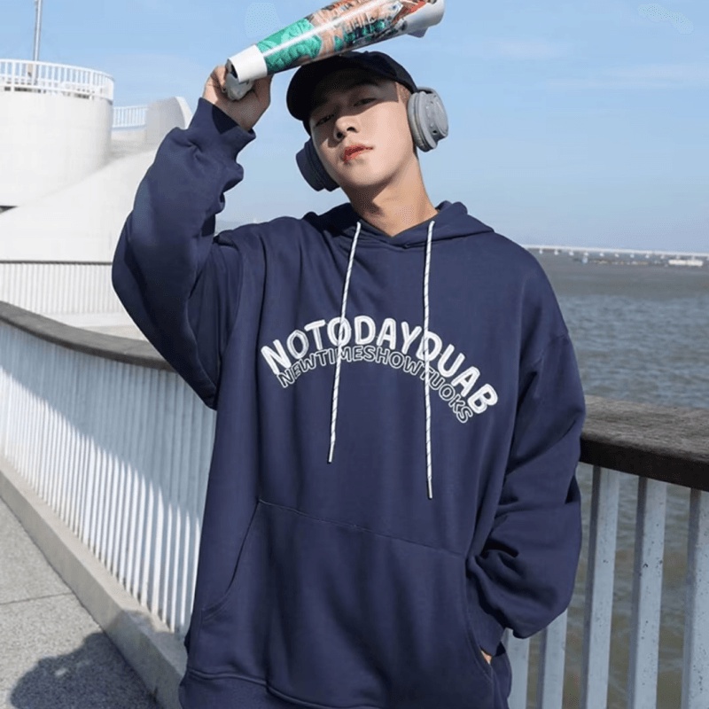 Áo hoodie Thể Thao Dáng Rộng In Chữ Phong Cách Hip Hop Đường Phố Nhật Bản Cá Tính Cho Nam