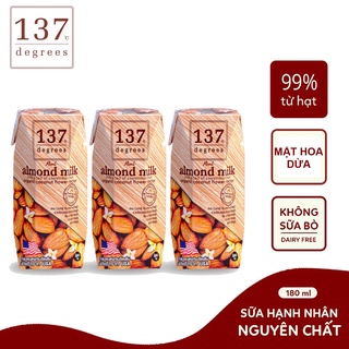LỐC 3 HỘP SỮA HẠT HẠNH NHÂN NGUYÊN CHẤT ALMOND MILK ORIGINAL 137 DEGREES 180ML