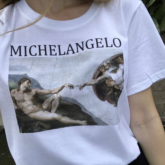 [CÓ SIZE] Áo tay ngắn Michelangelo cảnh Chúa truyền sự sống cho Adam unisex