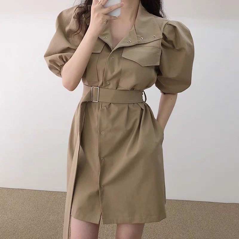 Váy kaki kèm đai trendy | BigBuy360 - bigbuy360.vn