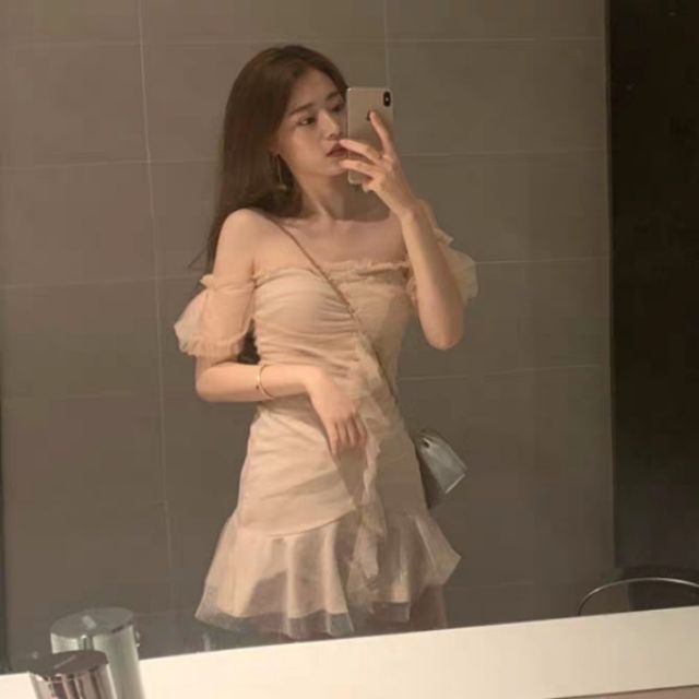 Hàng order Váy ren trễ vai kèm ảnh thật