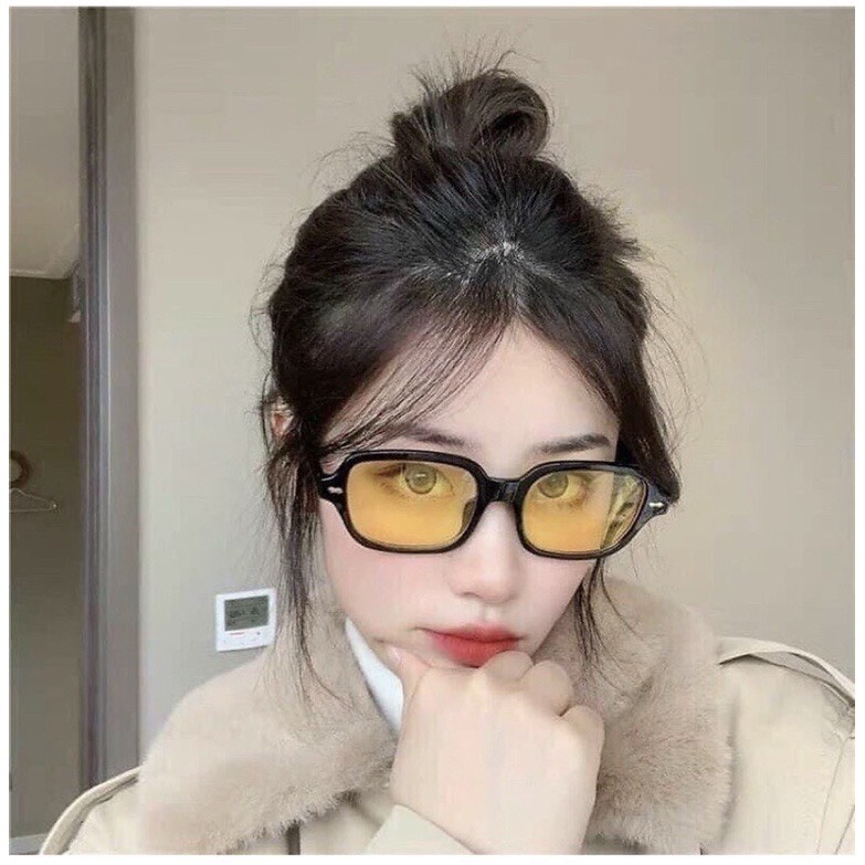 Mắt Kính Thời Trang Y2K Đính Vạch Chân Nhựa Form Oval 630 Phong Cách Ulzzang Siêu Xinh - Hazo