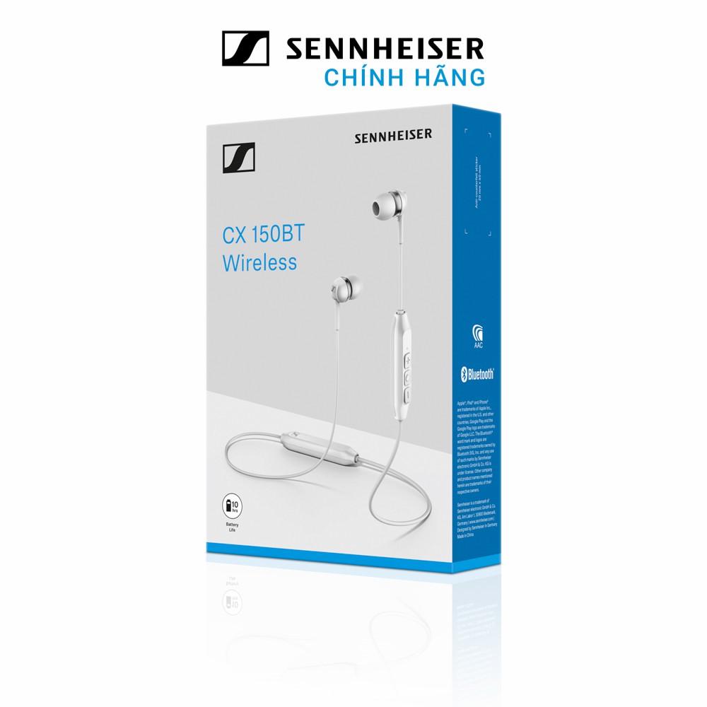 [Mã SKAMPUSHA8 giảm 8% đơn 300K] [MÃ XUANT50K GIẢM 50K] Tai nghe Bluetooth Sennheiser CX 150BT - Hàng chính hãng | Bluet