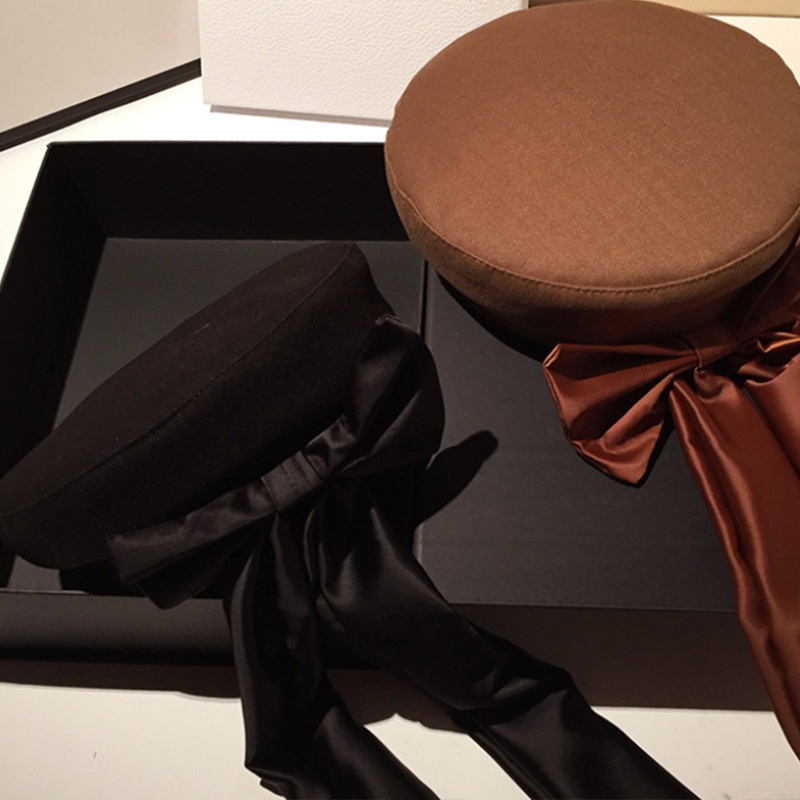 Mũ Beret Vải Cotton Phối Ruy Băng Thời Trang Pháp