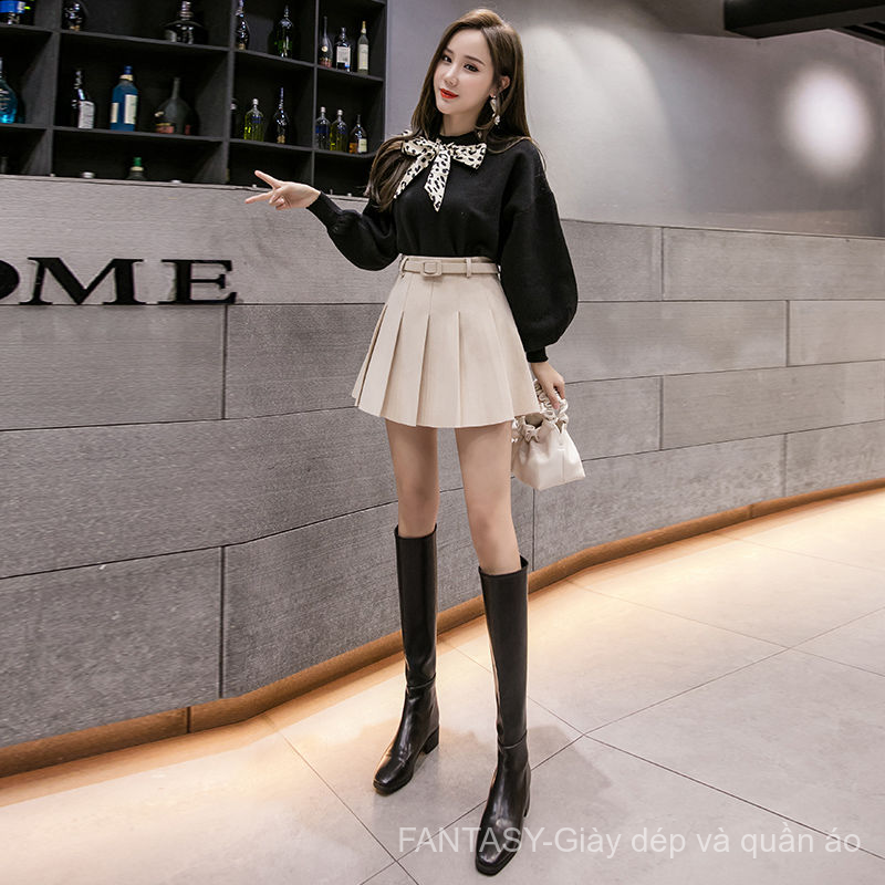 Chân váy len cạp cao xòe thời trang dành cho nữ