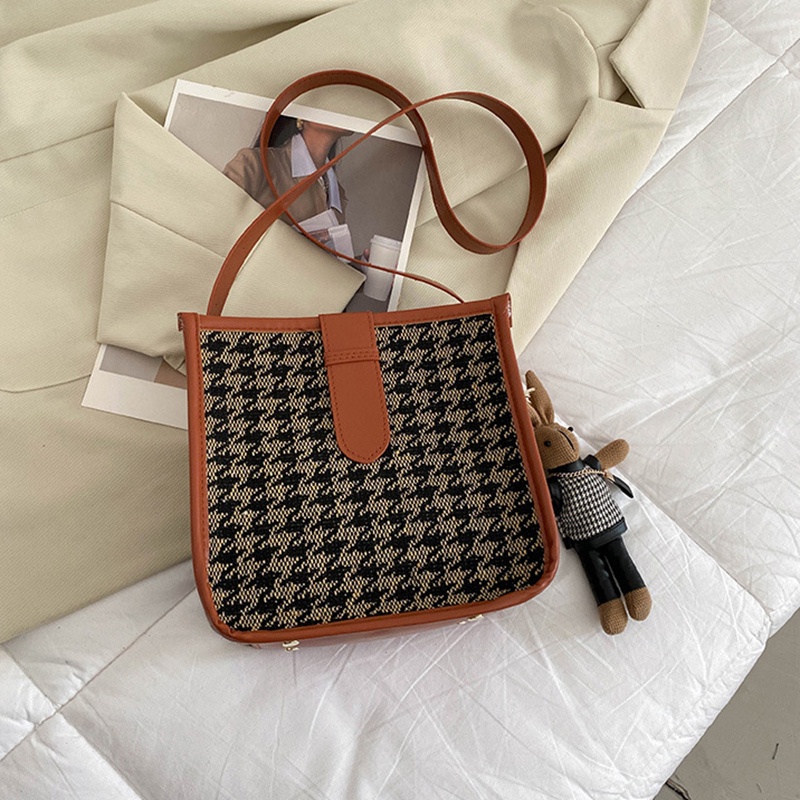 Túi đeo chéo IELGY họa tiết da báo/ răng sói/ caro phong cách cổ điển thời trang cho nữ