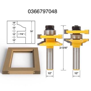 Bộ mũi soi 2 mũi dao phay gỗ ghép cánh cửa bếp cốt 12,7mm