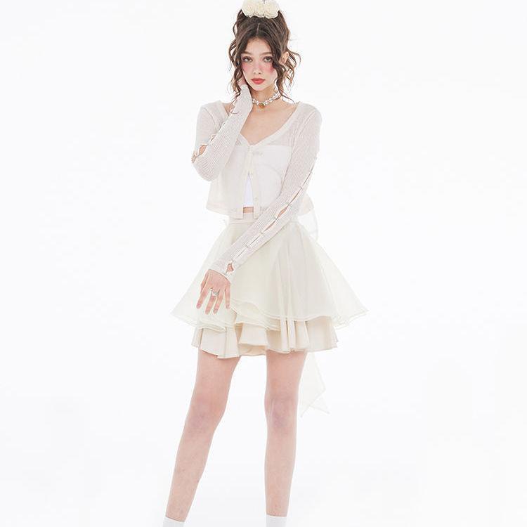 Chân váy chữ A lưng cao màu trơn phối nơ thời trang | BigBuy360 - bigbuy360.vn