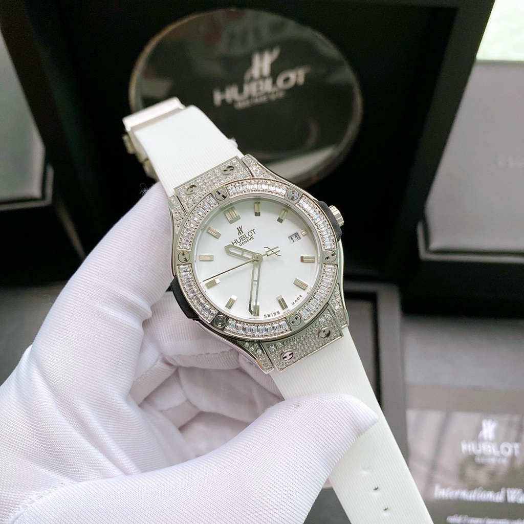 Đồng Hồ Nữ Hublot Cao Cấp - Máy Nhật Full Đá - Chống Nước Chống trầy Size 34mm