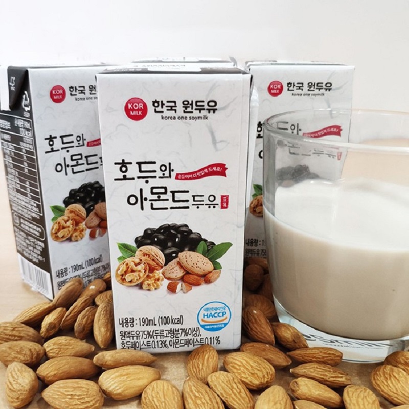 [ Chính Hãng ] Sữa Óc Chó Đậu Đen Hạnh Nhân Kor Milk Hàn Quốc, Xách 16 Hộp * 190ml, Bổ Dưỡng, Ít Đường, Tốt Cho Sức Khỏe