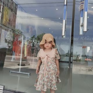 Váy hoa nhí thô lụa cho bé
