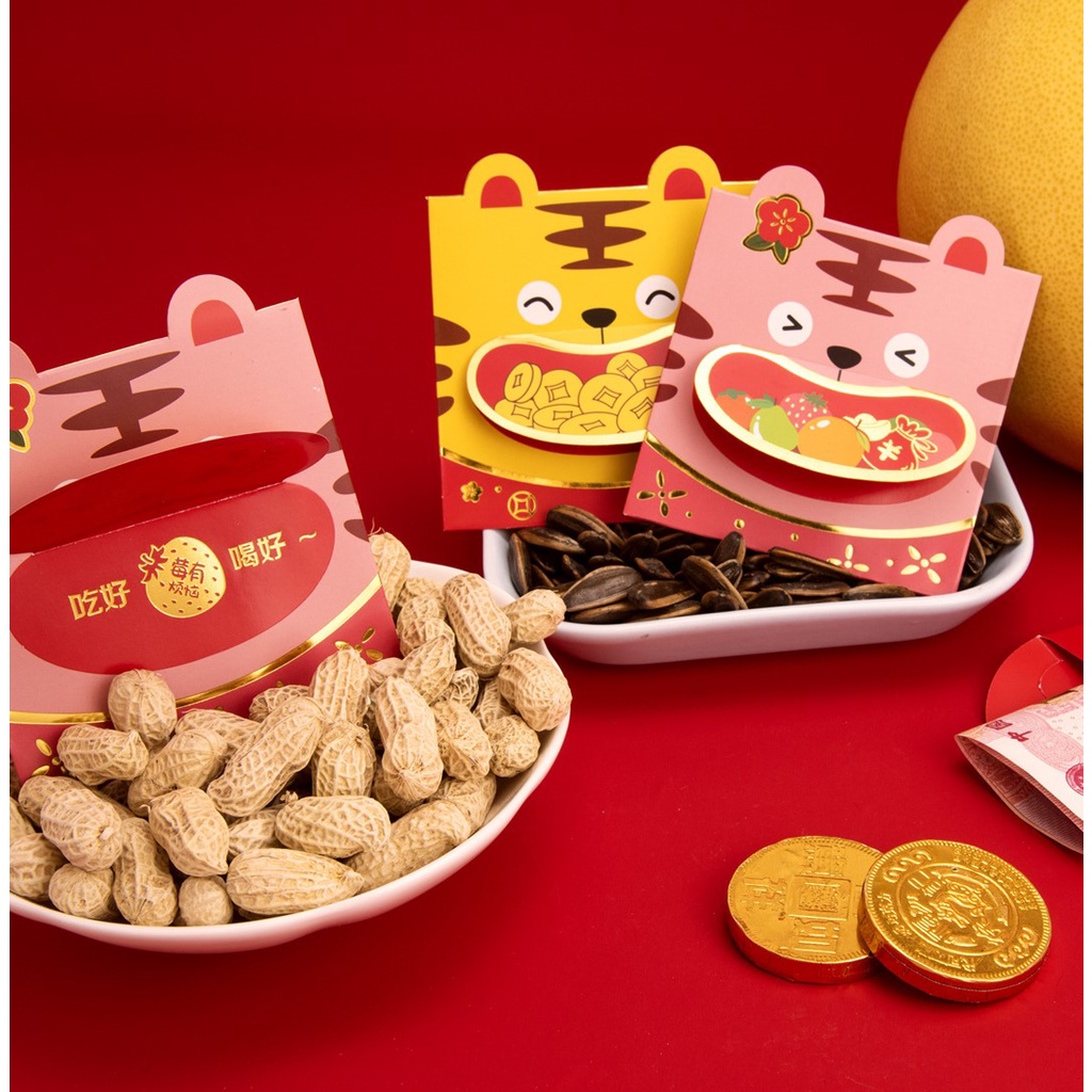 Lì Xì Đỏ Hình Con Hổ 2 Size Cỡ Lớn Nhỏ Hình Hổ Tết 2022 May Mắn Bé Bebe
