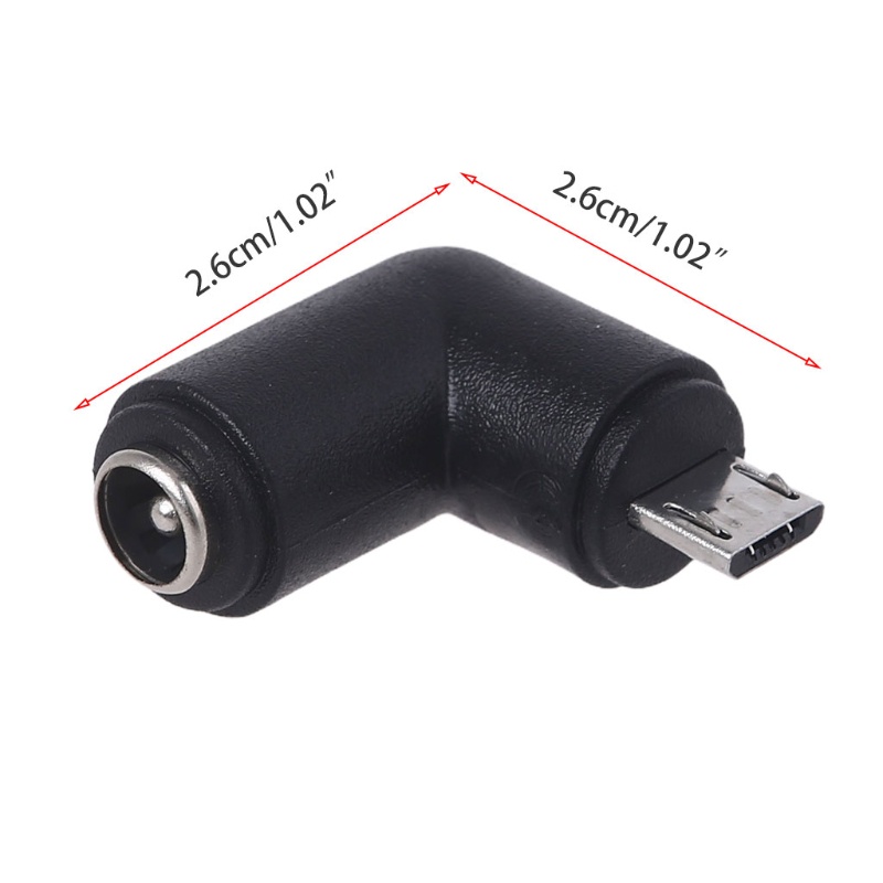 Đầu Chuyển Đổi Nguồn Điện Góc 90 Độ5.5X2.1Mm Dc Sang Micro Usb Cho Điện Thoại / Máy Tính Bảng Đen