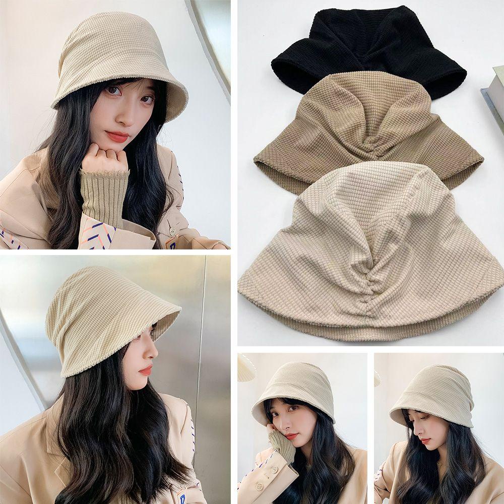Zaijie Nón Bucket Chất Liệu Nhung Kẻ 24 Màu Thời Trang Đi Biển Cho Nữ