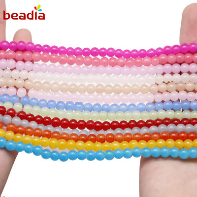 Chuỗi 50-100 hạt cườm BEADIA hình tròn 8mm nhiều màu sắc dùng làm trang sức