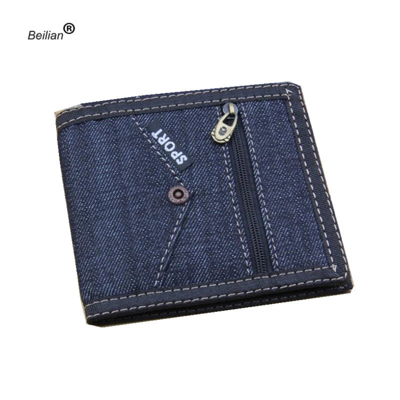 Ví đựng tiền denim khóa kéo thiết kế độc đáo dành cho nam