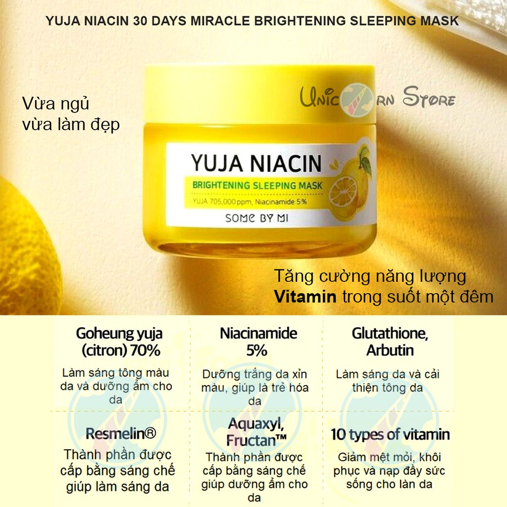 Mặt Nạ Ngủ Dưỡng Trắng Some By Mi Yuja Niacin 30 Days Miracle Brightening Sleeping Mask