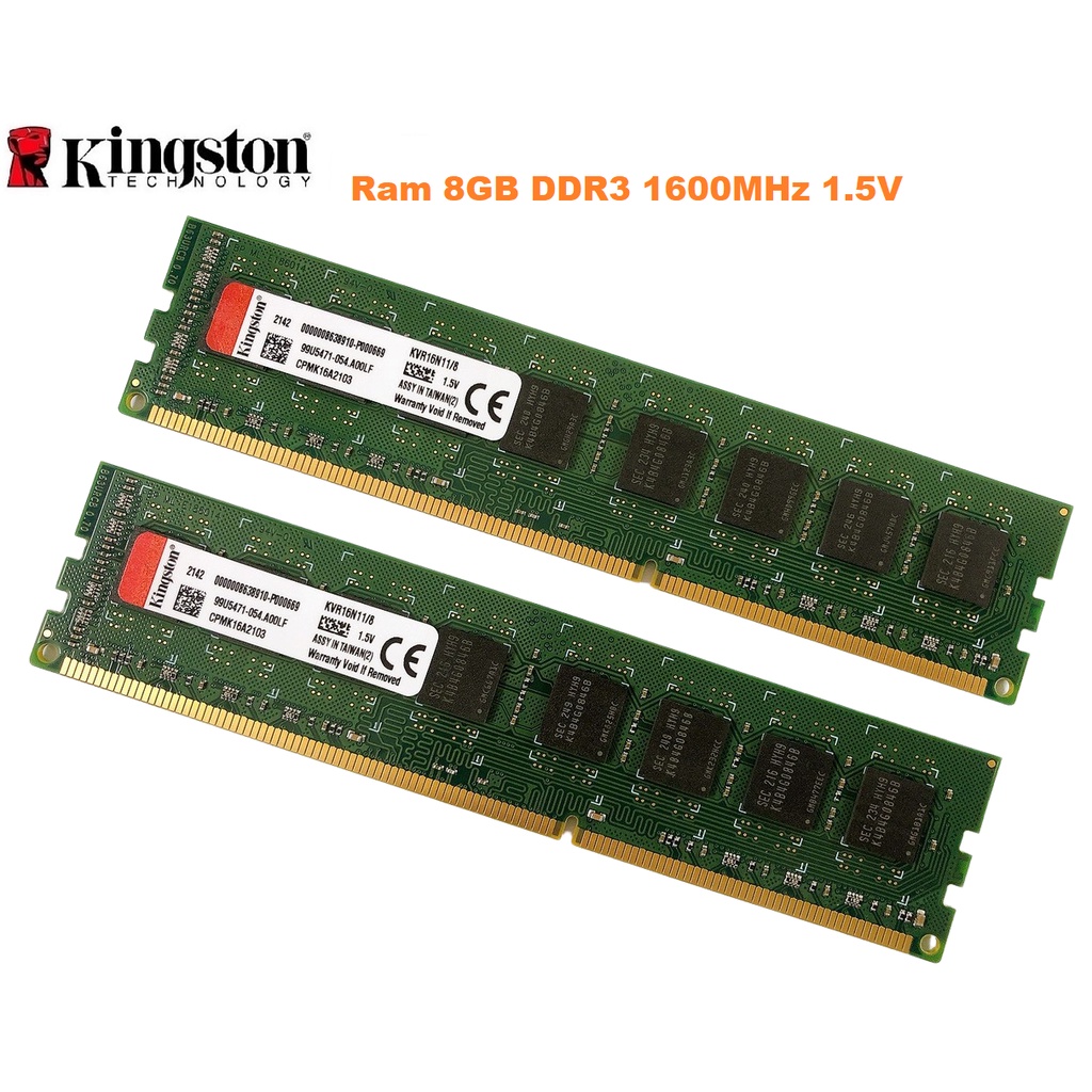 Ram Kingston 8GB DDR3 1600MHz PC3-12800 1.5V PC Desktop