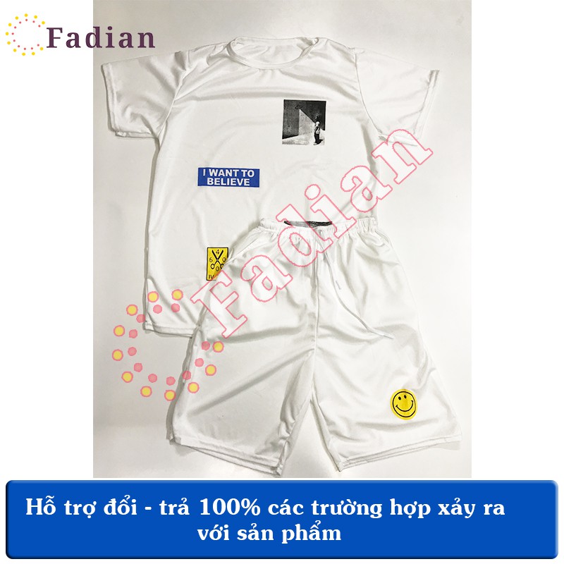 Set đồ bộ nam nữ, đồ thể thao nam mặc nhà tay ngắn form chuẩn phong cách Ulzzang Unisex in chữ I WANT TO BELIVE | BigBuy360 - bigbuy360.vn