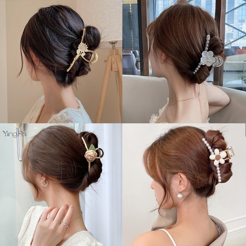 Kẹp Tóc Kim Loại Đính Ngọc Trai Mới