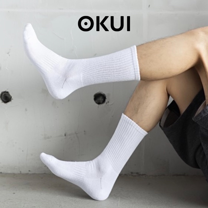Tất trơn cao cổ 17cm chính hãng Okui, unisex nhiều màu đơn giản
