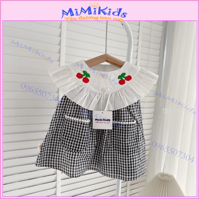 Váy bé gái/Đầm bé gái kẻ caro/Váy đi học cho bé gái từ 6 tháng-4 tuổi, chất cotton thô thoáng mát