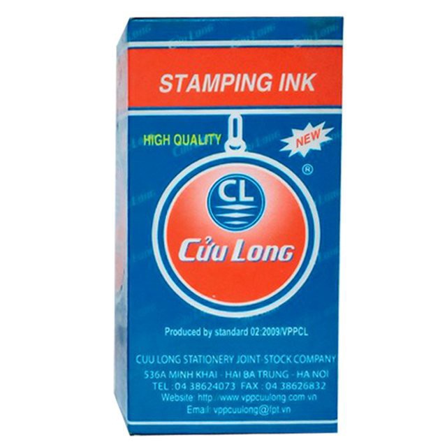 Mực Dấu Cửu Long (30ml) - Mực Bám Chắc Trên Văn Bản Sau Khi Đóng, Không Phai Màu Khi Gặp Nước