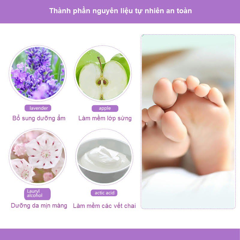 Mặt nạ lavender ủ tẩy tế bào chết bàn chân, tẩy vết chai, nứt gót chân, dưỡng da chân