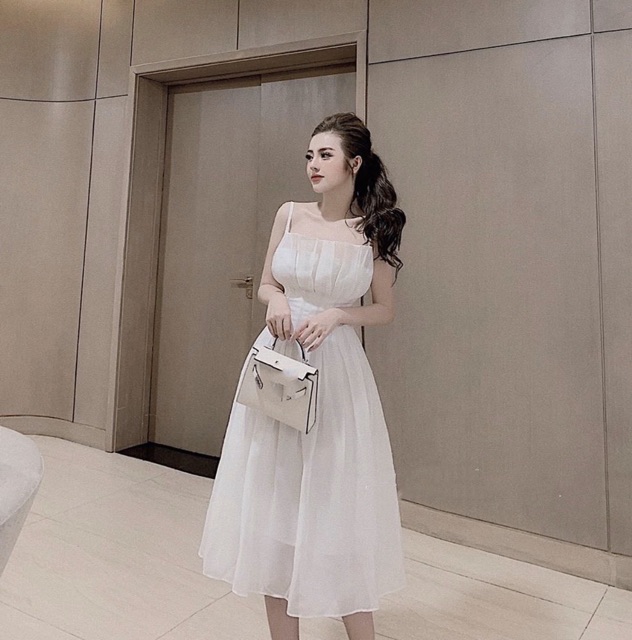ĐẦM 2 DÂY TRẮNG XẾP LI NGỰC
