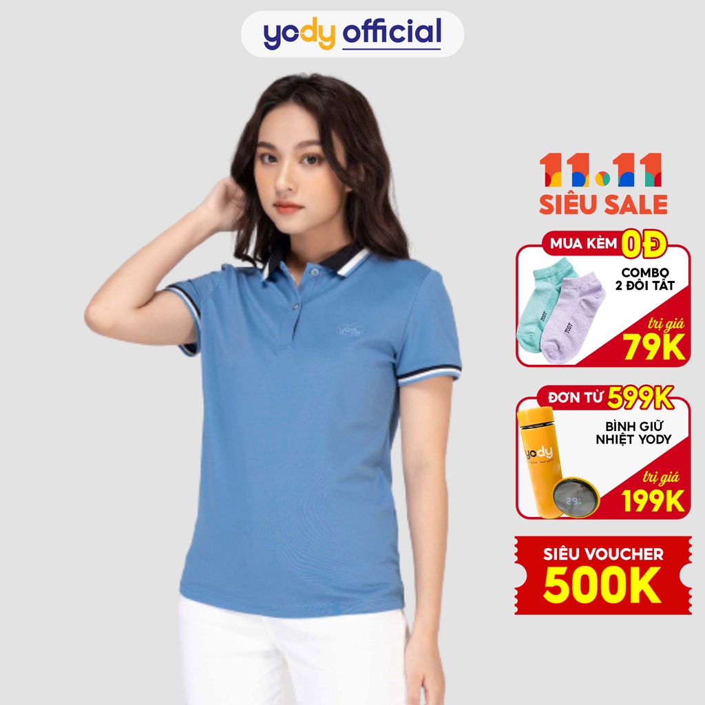 [Mã WABRYD1111 giảm 10% đơn 250K] Áo Polo Yody nữ mắt chim phối bo 01 chất liệu Cotton mềm mại APN3704