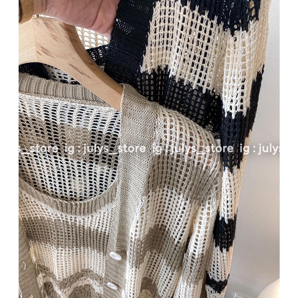 SET áo len cardigan kẻ ngang 2798 (ảnh thật kèm video)