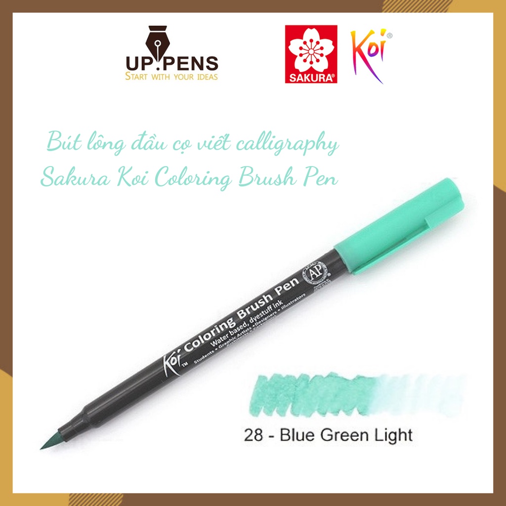 Bút lông đầu cọ viết calligraphy Sakura Koi Coloring Brush Pen – Màu xanh lam (Blue Green Light)