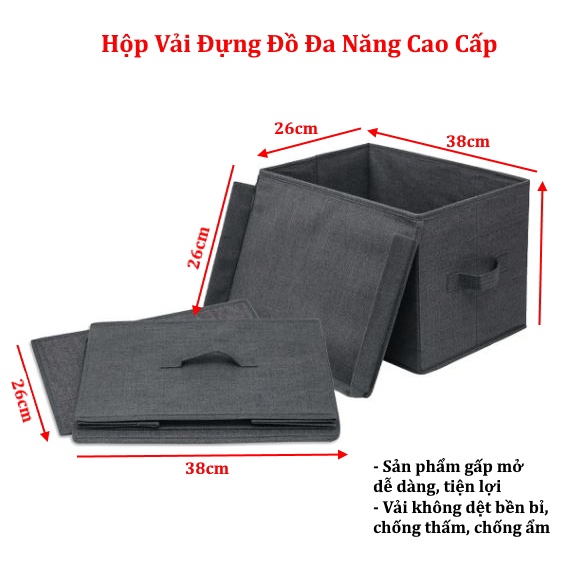 Bộ 2 chiếc hộp vải đựng đồ đa năng Thụy Điển TD1 dung tích 24L có chọn màu Amalife