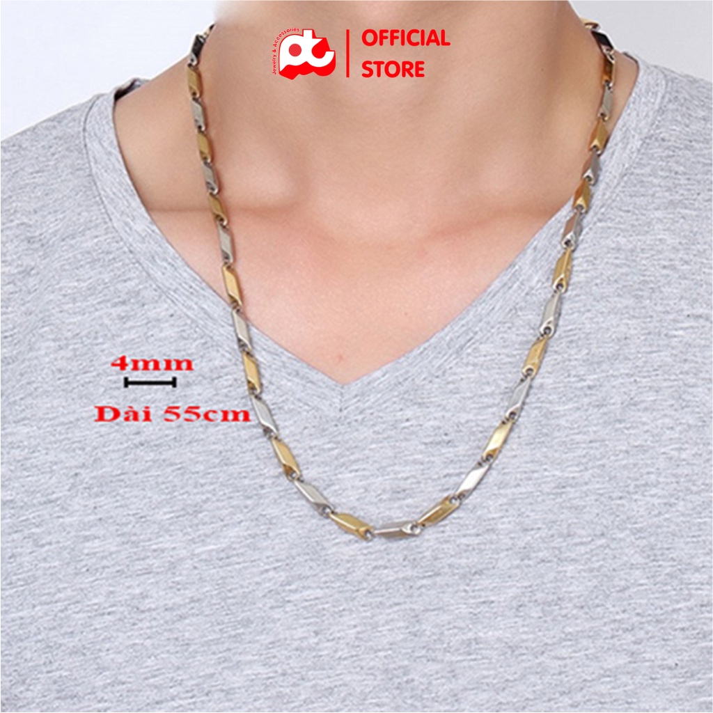 Dây chuyền đẹp nam titan cao cấp sang trọng thép không gỉ hỏa tiển PT JEWELRY kích cỡ 4mm PTDCNA30