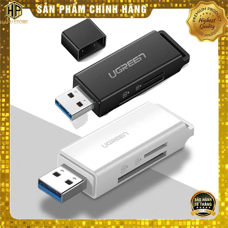 Đầu đọc thẻ nhớ SD/TF cổng USB 3.0 Ugreen 40752 - 40753 chính hãng - HapuStore