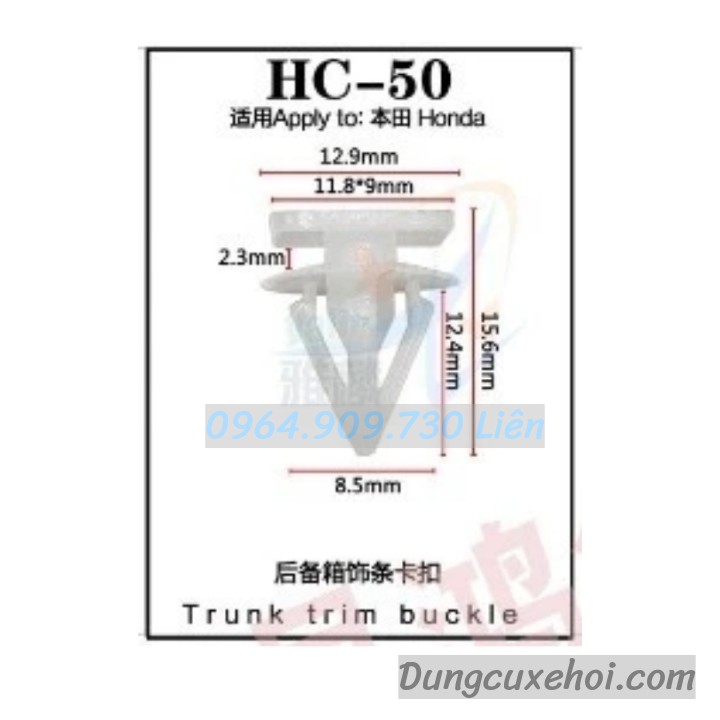 Bộ 20 đinh tán, chốt vít nở vit Nhựa Loại 1 cho xe hơi ô tô honda Nhựa Nylon Polyme AHC50