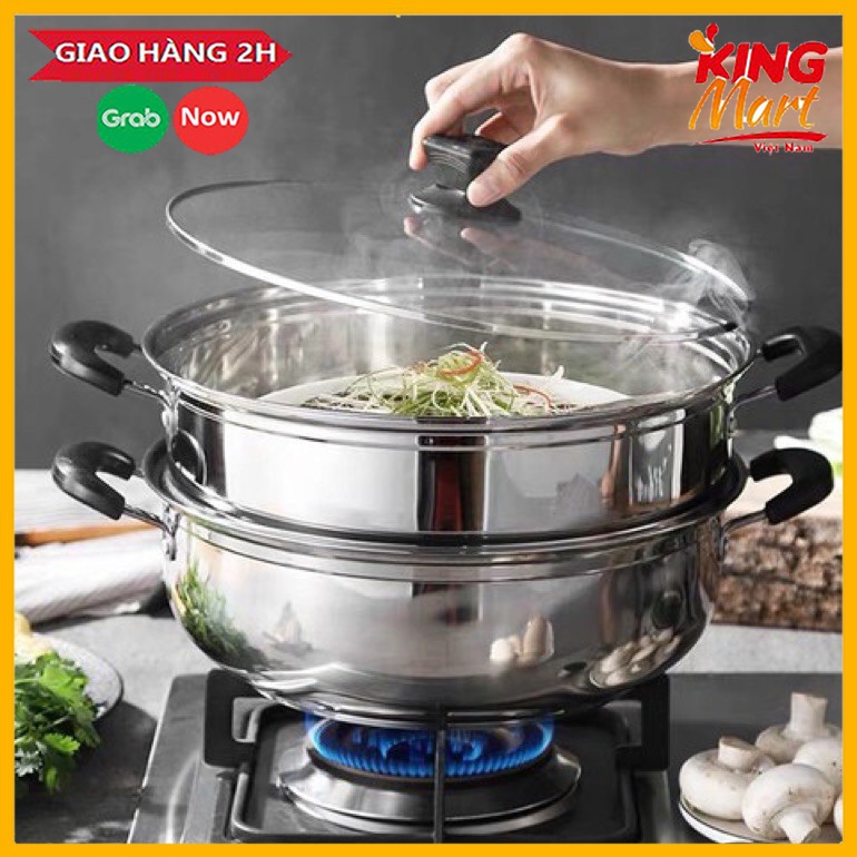 Nồi hấp 2 tầng đa năng 28cm, nổi lẩu dẫn nhiệt tốt ( dùng được cho bếp từ)