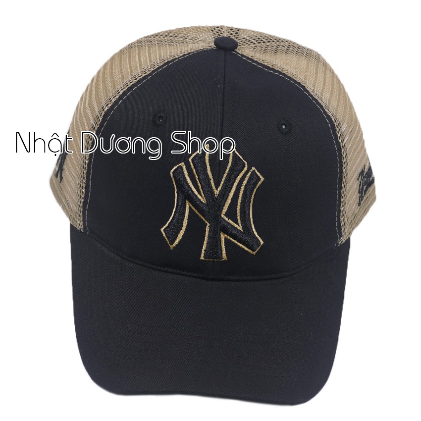 Nón kết lưới thêu chữ NY, khóa nhựa bền đẹp - Đen &amp; Kaki