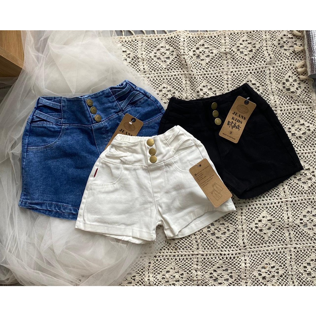 Quần jeans short bé gái nhiều màu Shushibaby