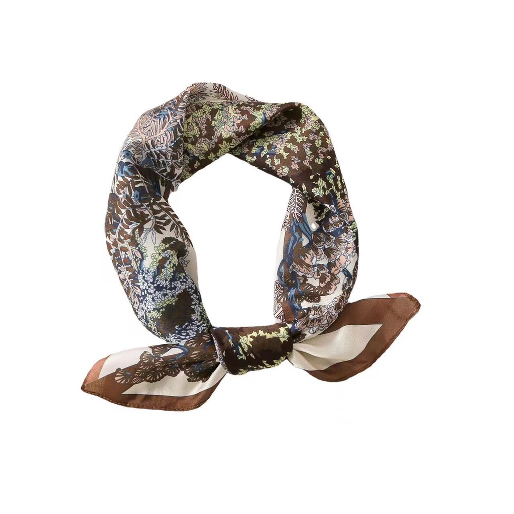 Khăn Choàng Lụa Satin Hình Vuông Nhỏ In Họa Tiết Dân Tộc Cổ Điển Kiểu Mới Dành Cho Bạn Nữ [24H Shipping]