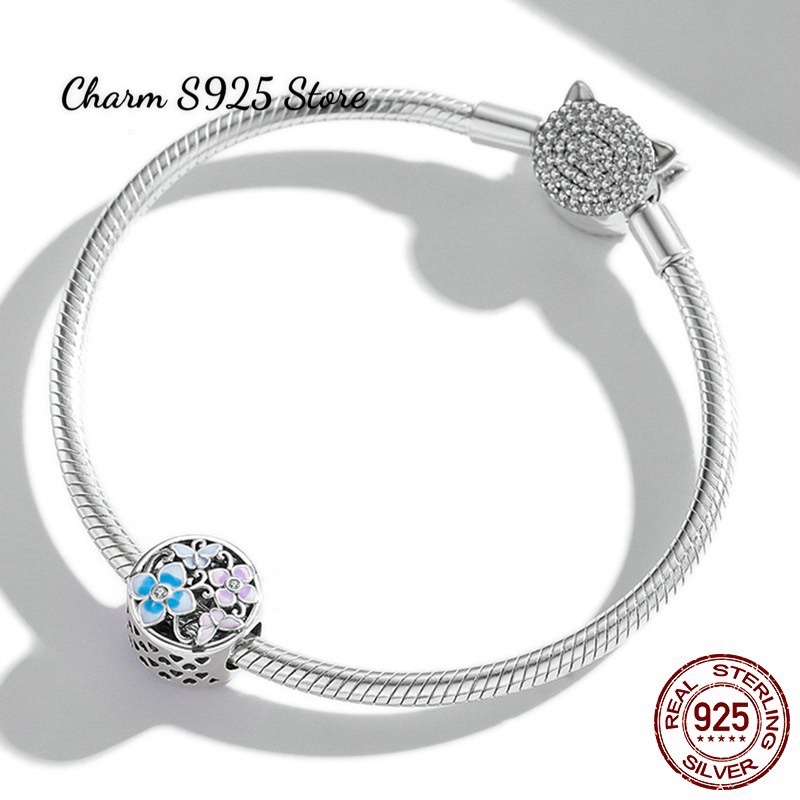CHARM XỎ NGANG HƯƠNG HOA XUÂN BẠC S925 HÀNG CHÍNH HÃNG CAO CẤP