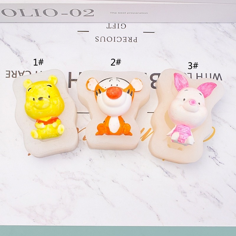 Khuôn Silicone Hình Gấu Pooh/Tigger/Chú Heo Dùng Trang Trí Bánh Kem